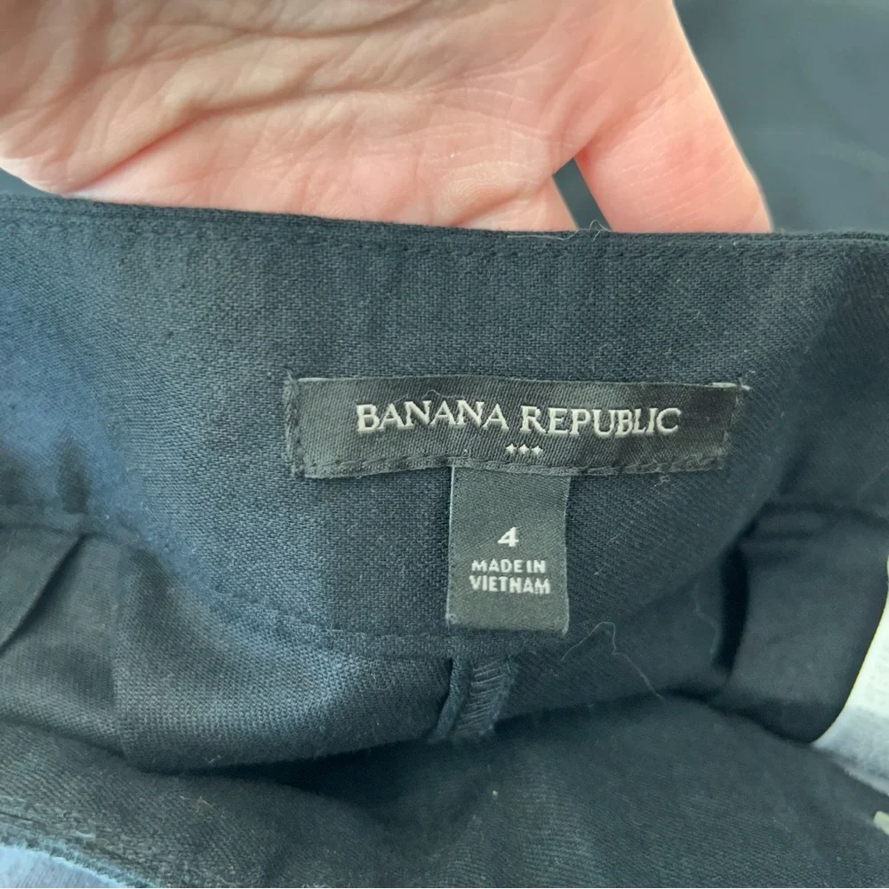 Banana Republic Black Linen Blend Belted Utility Pants
